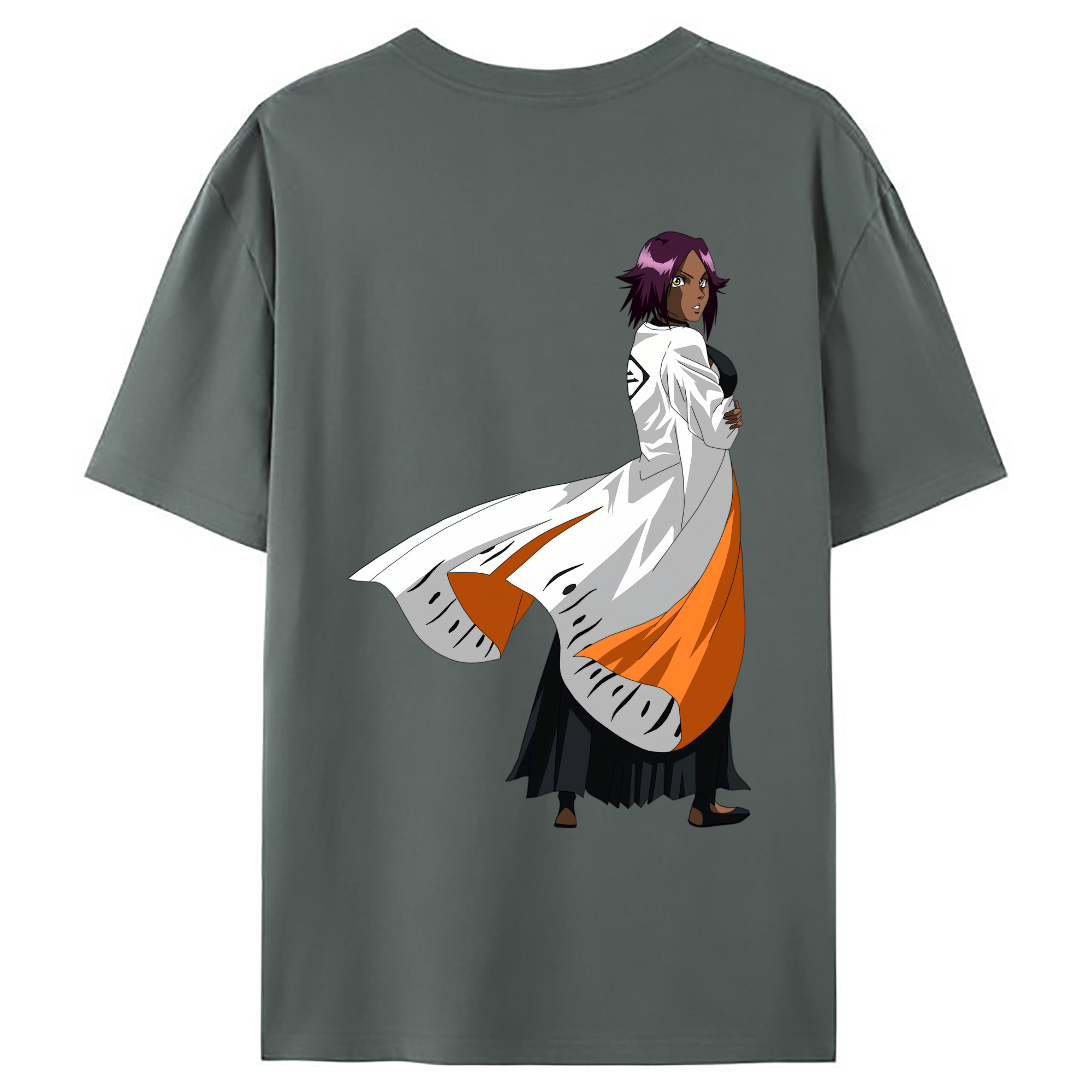 （画像用） ブリーチ 四楓院 夜一（しほういん よるいち） BLEACH Shihouin Yoruichi 綿100％ メンズ半袖Tシャツ（バックプリント） 通気性